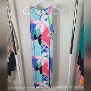 Tori Richard Come Closer Tropical Karley Floral Multi Midi Dress XL